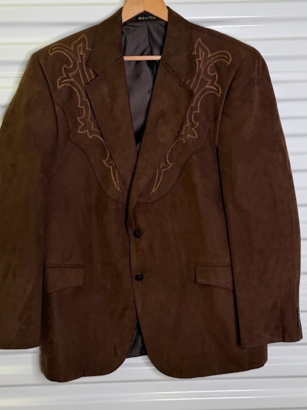Circle S Galveston Mens 44R Microsuede Western Boot Stitched Blazer Sport Coat
